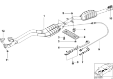 Катализатор/передний доп.глушитель для BMW E46 328i M52 (схема запасных частей)