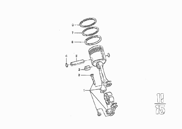 Шатун кривошипно-шатунного механизма для BMW E9 3.0CSL M30 (схема запчастей)