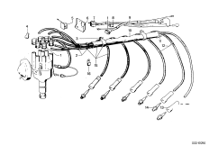 Провод высокого напряж./свеча зажигания для BMW E9 3.0CS M30 (схема запасных частей)