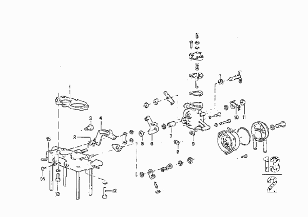 Дроссельная заслонка карбюратора для BMW E9 3.0CS M30 (схема запчастей)