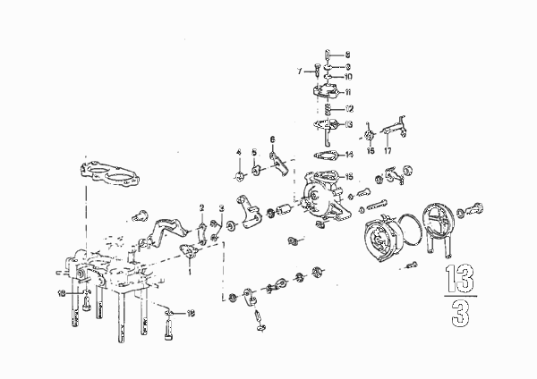 Дроссельная заслонка карбюратора для BMW E9 2.5CS M30 (схема запчастей)