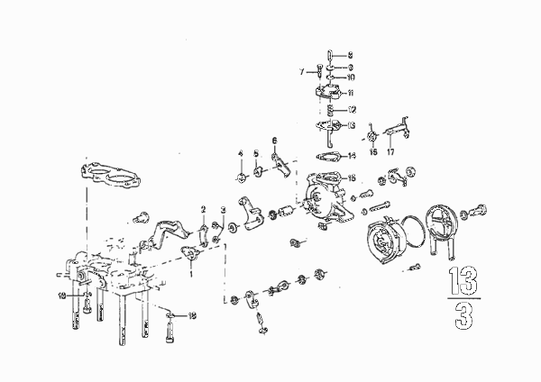 Дроссельная заслонка карбюратора для BMW E9 2800CS M30 (схема запчастей)
