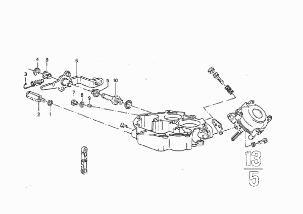 Карбюратор/управление дрос.заслонкой для BMW E9 3.0CSL M30 (схема запчастей)