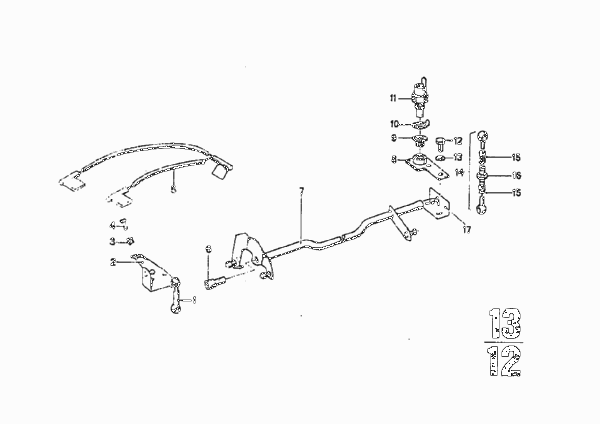 Привод карбюратора для BMW E9 2.5CS M30 (схема запчастей)