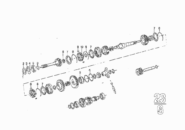 ZF S5-16 Детали блока шестерен для BMW E9 2.5CS M30 (схема запчастей)