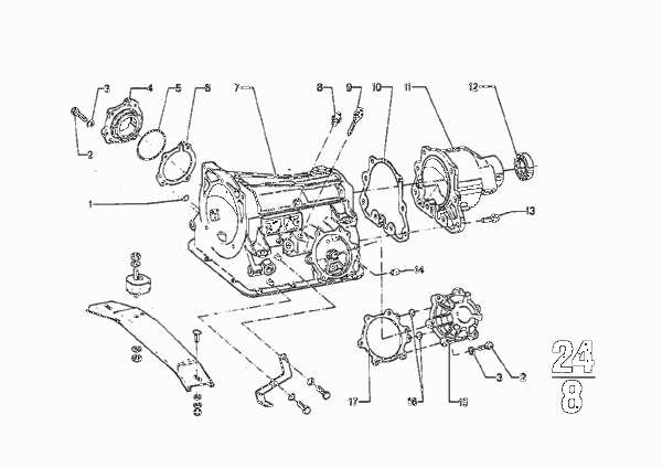 BW 65 Картер и дополнительные элементы для BMW E9 3.0CS M30 (схема запчастей)