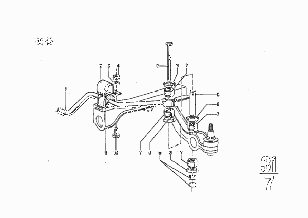 Амортизационная стойка Пд/амортизатор для BMW E9 2.5CS M30 (схема запчастей)