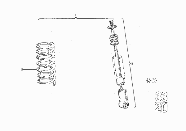 Амортизатор/витая пружина/дополн.элемен. для BMW E9 2800CS M30 (схема запчастей)