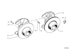 Суппорт торм.мех.перед.колеса/торм.накл. для BMW E9 3.0CS M30 (схема запасных частей)