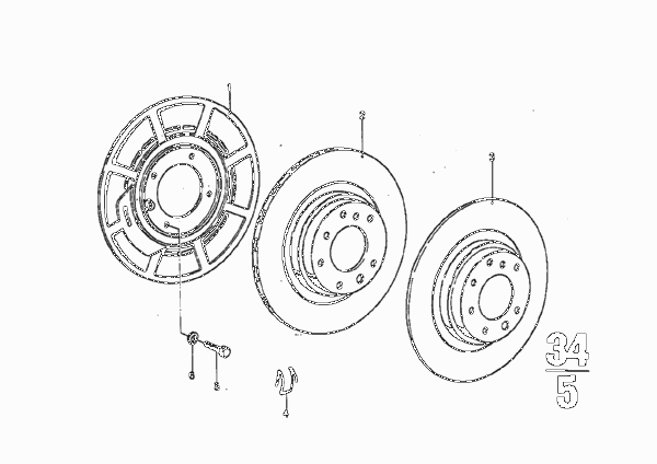 Тормозной диск торм.механ.заднего колеса для BMW E9 3.0CSL M30 (схема запчастей)