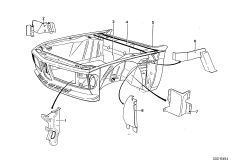 детали передка кузова для BMW E9 3.0CSi M30 (схема запасных частей)
