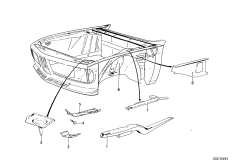 Передний лонжерон кузова для BMW E9 3.0CSi M30 (схема запасных частей)