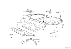 Дополнит.элементы пола багажника для BMW E9 2.5CS M30 (схема запасных частей)