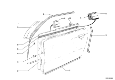 Уплотнитель двери впереди для BMW E9 3.0CS M30 (схема запасных частей)