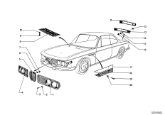 Наружные накладки / декоративные решетки для BMW E9 3.0CSiL M30 (схема запасных частей)