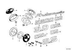 Эмблемы / надписи для BMW E9 3.0CSL M30 (схема запасных частей)