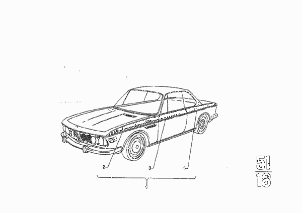 Декоративная полоса для BMW E9 3.0CSL M30 (схема запчастей)