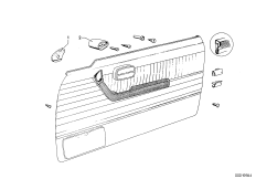 Детали подлокотника для BMW E9 3.0CSi M30 (схема запасных частей)