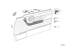 Детали подлокотника для BMW E9 2800CS M30 (схема запасных частей)