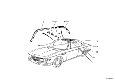 Облицовка крыши-потолок/поручень для BMW E9 3.0CSiL M30 (схема запасных частей)
