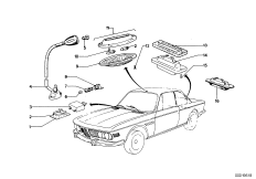 Различные огни для BMW E9 2.5CS M30 (схема запасных частей)