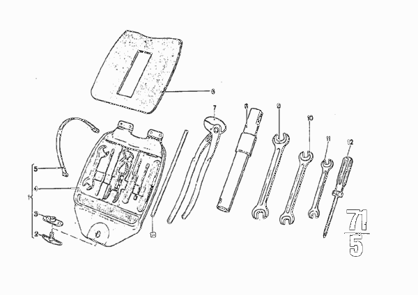 Бортовой инструмент/ящик для инструм. для BMW E9 2.5CS M30 (схема запчастей)