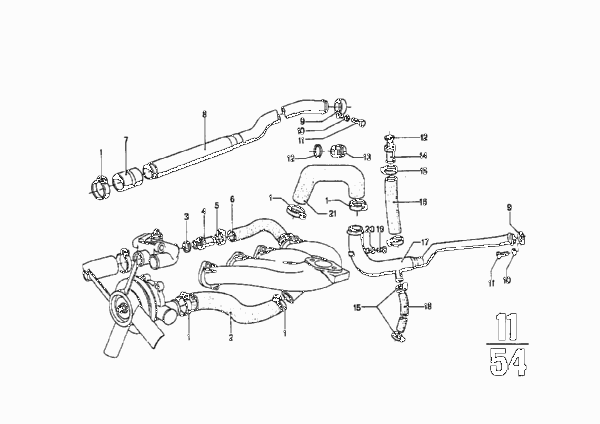 Водяные шланги системы охлаждения для BMW NK 2000ti 4-Zyl (схема запчастей)
