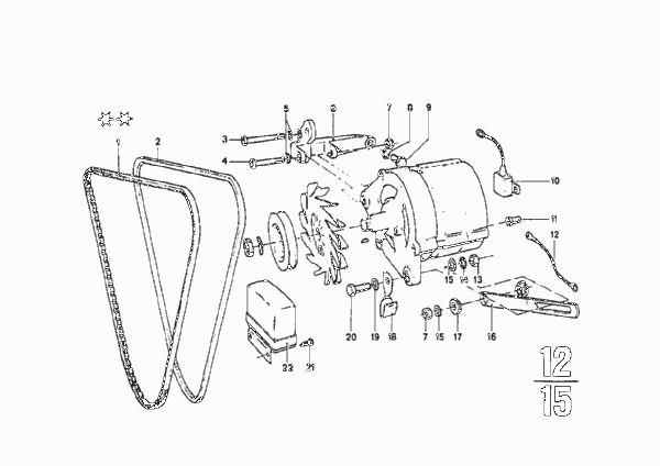 Детали генератора для BMW NK 2000CS M10 (схема запчастей)