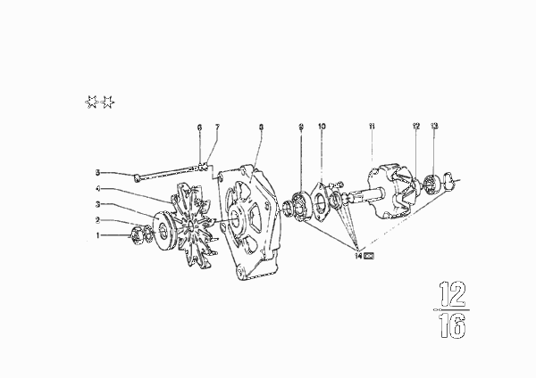 Детали генератора для BMW NK 2000C M10 (схема запчастей)