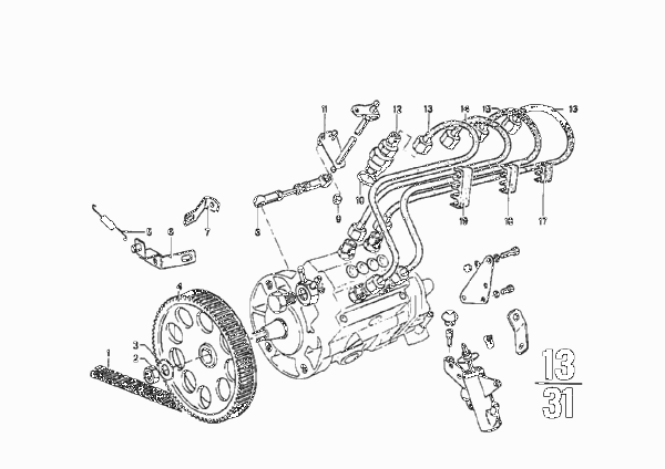 Система впрыска, механическая для BMW NK 2000tii 4-Zyl (схема запчастей)