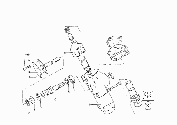 Детали рулевого механизма для BMW NK 2000ti 4-Zyl (схема запчастей)