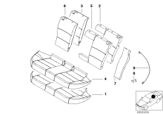Набивка и обивка задн.сид.,люк в спинке для BMW E36 318i M43 (схема запасных частей)