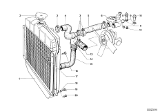 Водяные шланги системы охлаждения для BMW NK 2000C M10 (схема запасных частей)
