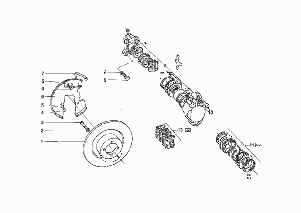 Тормозн.механизм передн.колеса, 1 контур для BMW NK 1800ti 4-Zyl (схема запчастей)