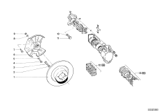 Тормозной механизм переднего колеса для BMW NK 2000C M10 (схема запасных частей)
