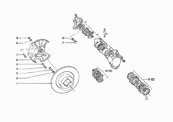 Тормозной механизм переднего колеса для BMW NK 2000tilux 4-Zyl (схема запчастей)