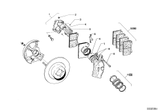 Тормозн.механизм передн.колеса, 2 контур для BMW NK 2000tii 4-Zyl (схема запасных частей)