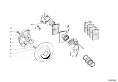 Тормозной механизм переднего колеса для BMW NK 2000CS M10 (схема запасных частей)