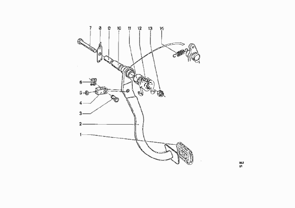 Опорный кронштейн педали/педаль тормоза для BMW NK 1800ti 4-Zyl (схема запчастей)