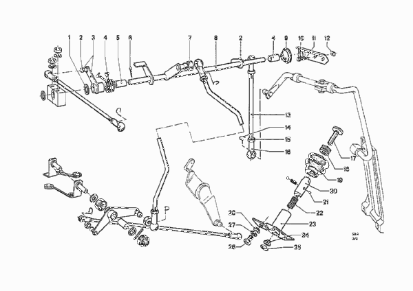Привод педали акселератора/рычаги и тяги для BMW NK 2000C M10 (схема запчастей)