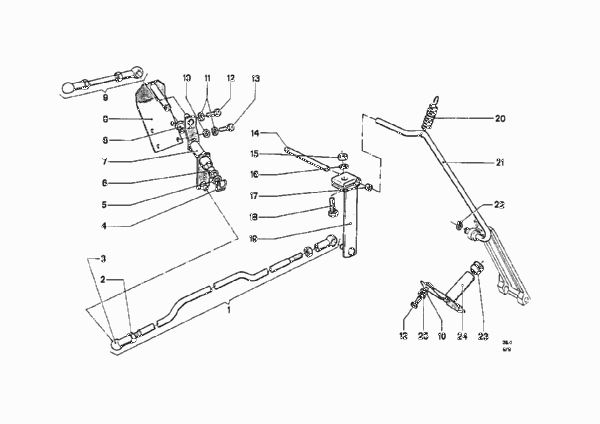 Привод педали акселератора/рычаги и тяги для BMW NK 2000tii 4-Zyl (схема запчастей)