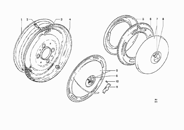 дисковое колесо стальное для BMW NK 2000tilux 4-Zyl (схема запчастей)