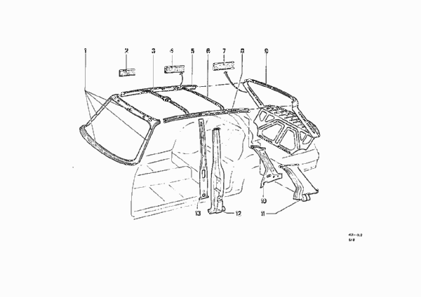 Боковой каркас-лонжерон/стойки для BMW NK 1500 4-Zyl (схема запчастей)