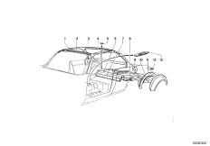 Пол багажника/брызговик Зд для BMW NK 2000CS M10 (схема запасных частей)