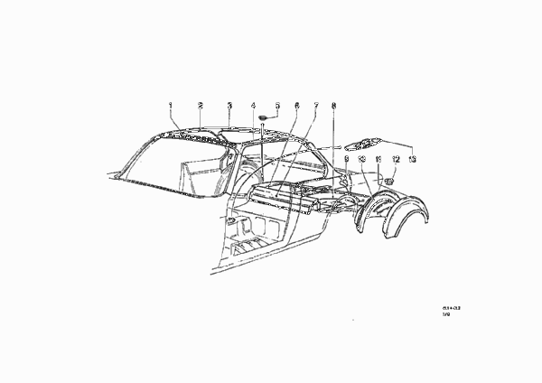 Пол багажника/брызговик Зд для BMW NK 2000C M10 (схема запчастей)