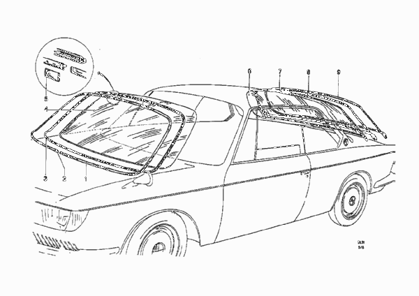 Остекление для BMW NK 2000CS M10 (схема запчастей)