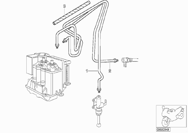 Трубопровод тормозного привода c ABS Зд для BMW 259S R 1100 S 98 (0422,0432) 0 (схема запчастей)