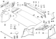 Обшивка багажного отделения для BMW E36 328i M52 (схема запасных частей)