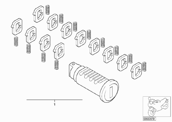 Ремонтный комплект цилиндра замка для MOTO K14 F 650 CS 02 (0174,0184) 0 (схема запчастей)