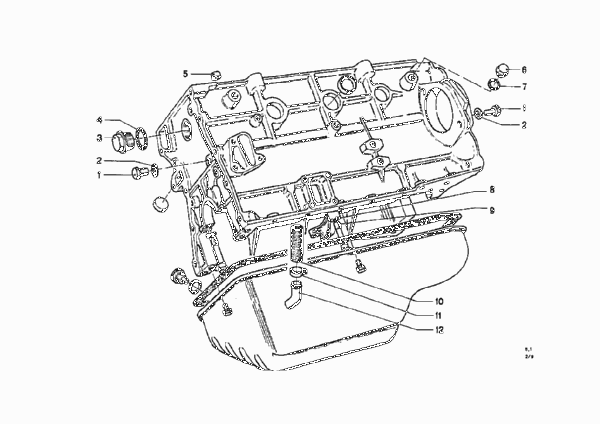 Картер двигателя для BMW NK 2000CS M10 (схема запчастей)